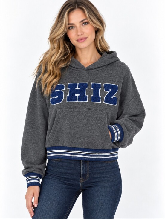 Universal Studio Tops - Wicked Universal Studios SHIZ Hoodie Womens XS Gray Chenille Cropped Sweatshirt
